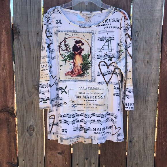 Norm Thompson Y2K top / tee, print all over boho - Picture 2 of 4